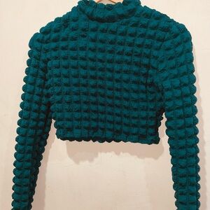 Teal popcorn Crop Top